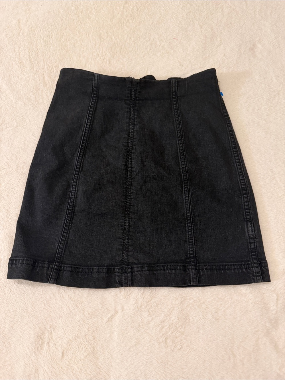 Free People Black Denim Mini Skirt with Vertical Seams - Picture 1 of 5
